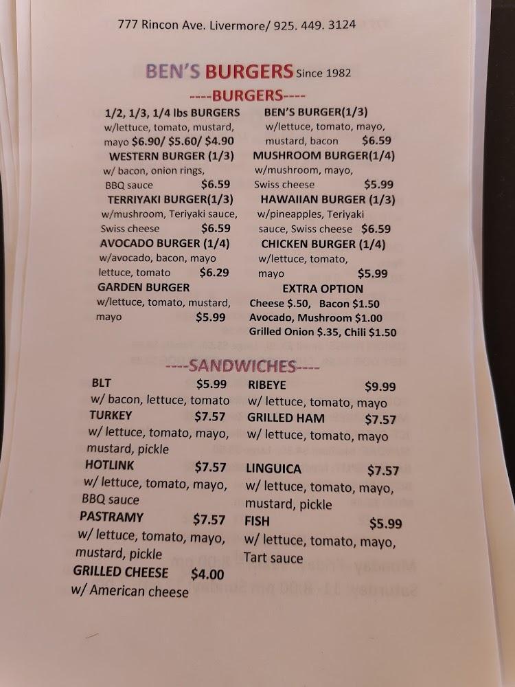 Ben's Burgers Menu image 1